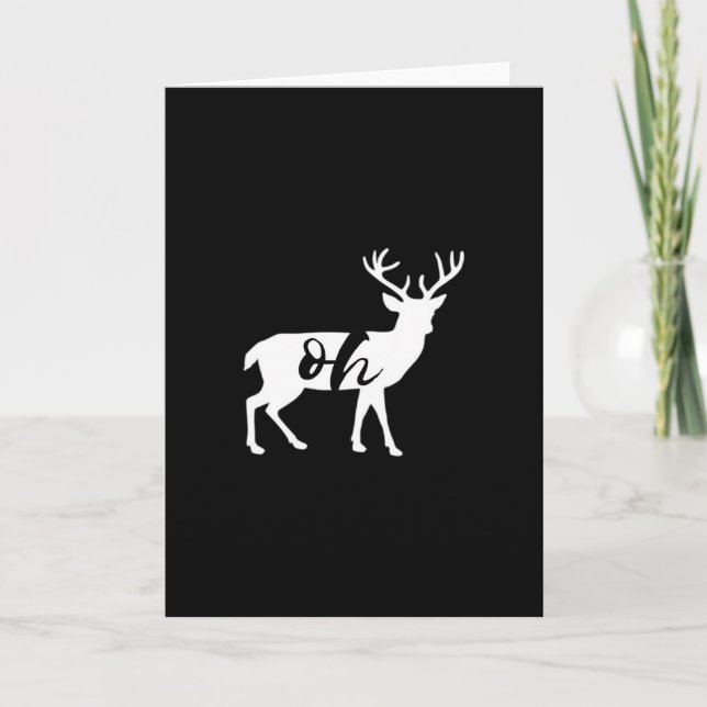 Oh Deer Monochrome Minimal Design Karte (Vorderseite)
