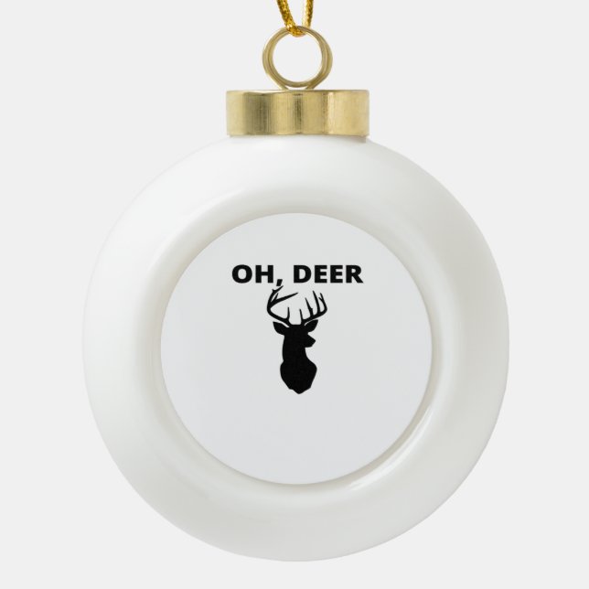 Oh Deer Oh Dear Whimsical Art Style  Keramik Kugel-Ornament (Vorderseite)