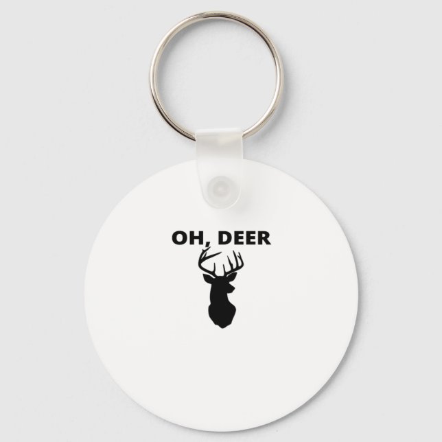 Oh Deer Oh Dear Whimsical Art Style Keychain Schlüsselanhänger (Vorderseite)