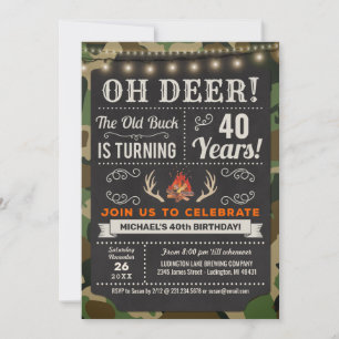Oh Deer Old Buck Camo Invitation Anniversaire