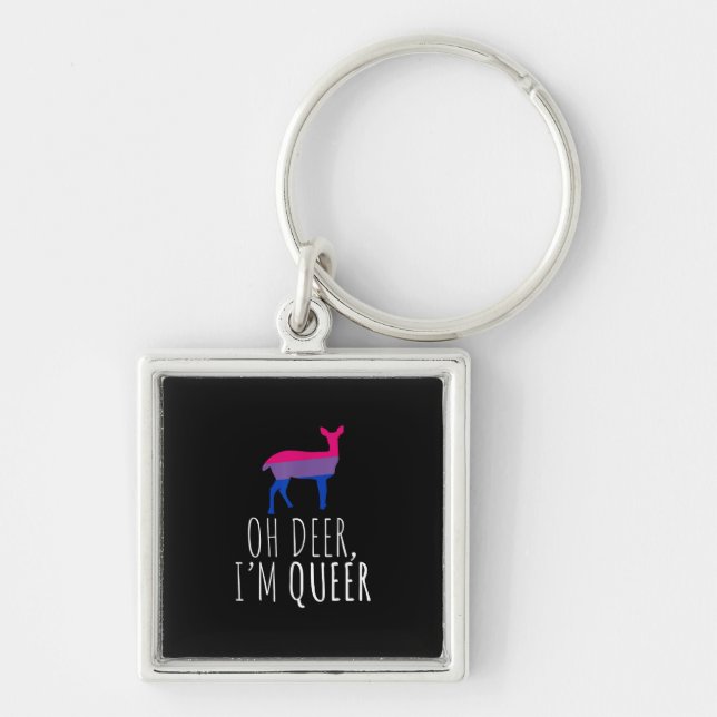 Oh Deer Queer Bisexual Pride Gay Lesbian Design  Schlüsselanhänger (Vorne)