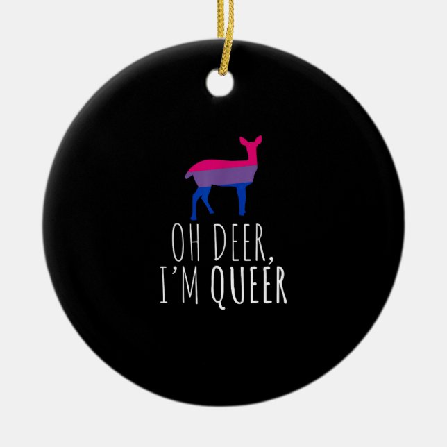 Oh Deer Queer Bisexual Pride Gay Lesbian DOrnament Keramik Ornament (Vorne)