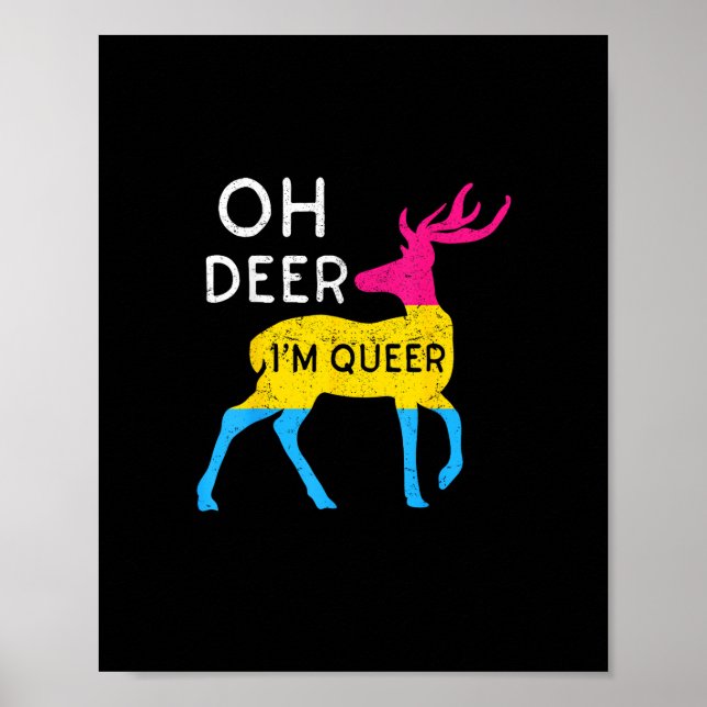 Oh Deer Queer Colorful Pride Flag Celebration  Poster (Vorne)