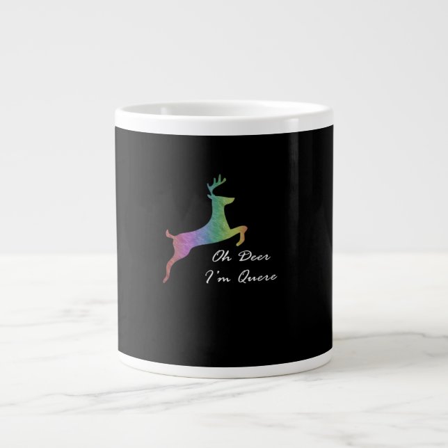 Oh Deer Queer Funny Pun LGBT Pride Celebration  Jumbo-Tasse (Vorderseite)