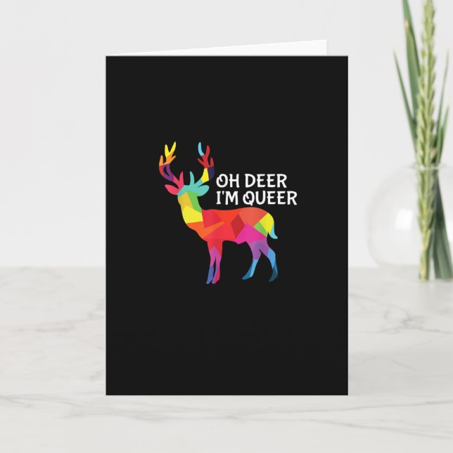 Oh Deer Queer Funny Pun LGBT Pride Design Karte (Vorderseite)