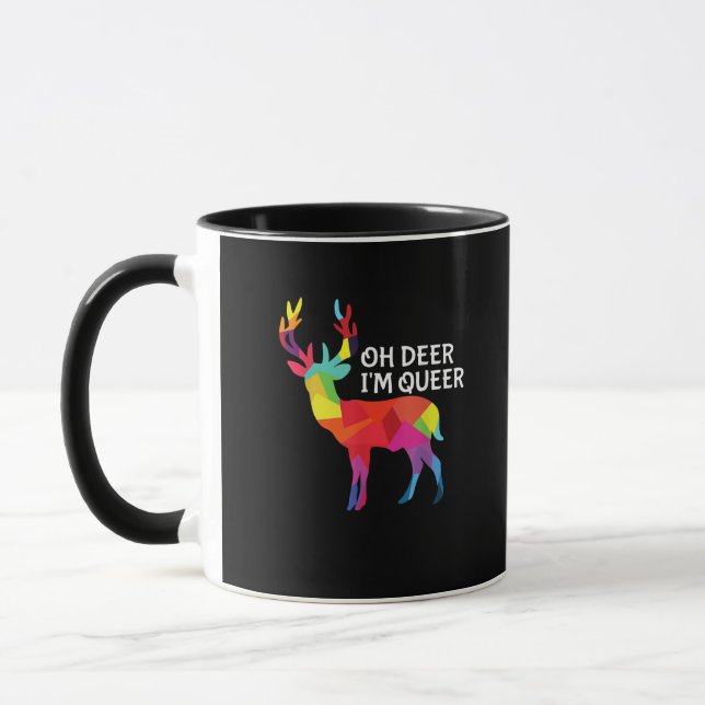 Oh Deer Queer Funny Pun LGBT Pride Design Tasse (Links)