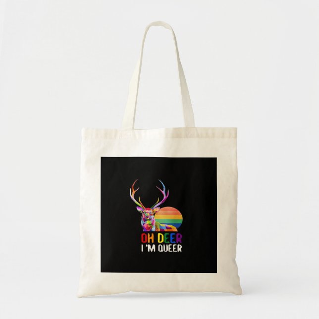 Oh Deer Queer Minimal Modern Style Tote Bag Tragetasche (Vorne)