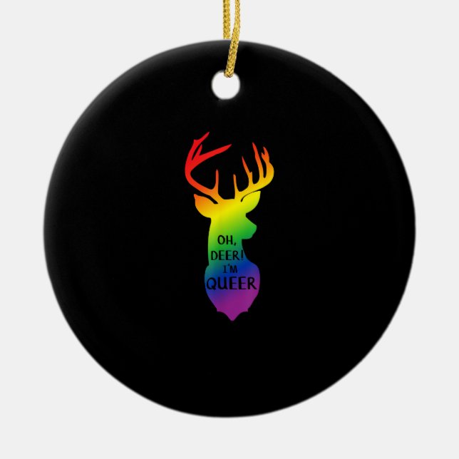 Oh Deer Queer Pride Celebration Funny LGBT Gift Keramik Ornament (Vorne)