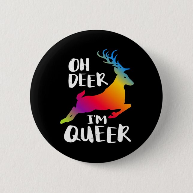 Oh Deer Queer Pride Minimal Artistic Style  Button (Vorderseite)