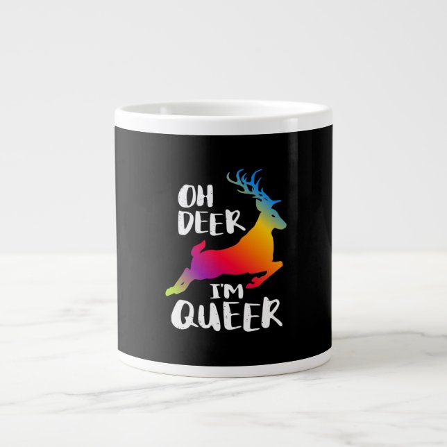 Oh Deer Queer Pride Minimal Artistic Style  Jumbo-Tasse (Vorderseite)