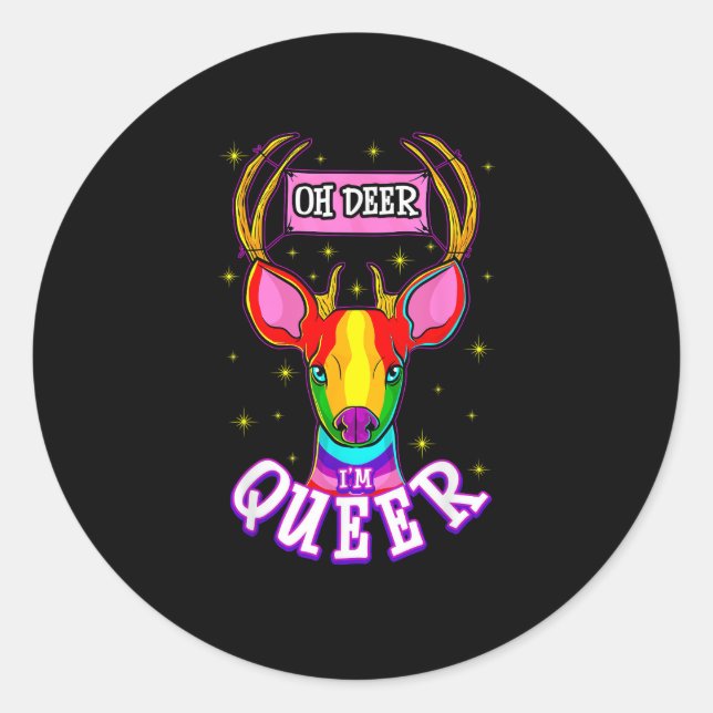 Oh Deer Queer Pride Month Celebration Gift  Runder Aufkleber (Vorderseite)
