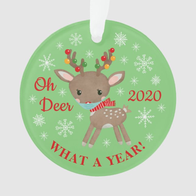Oh Deer Quel An Reinder Mask Christmas Green (devant)