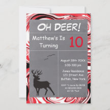 Oh Deer Red Camouflage Geburtstagsparty Einladunge