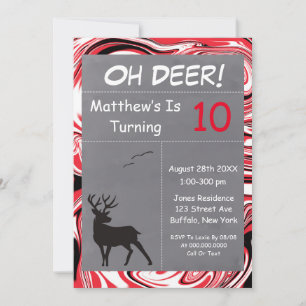 Oh Deer Red Camouflage Invitations de fête d'anniv