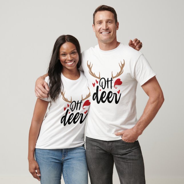 Oh Deer Reindeer Antlers Funny Frohe Weihnachten T-Shirt (Unisex)