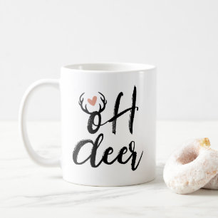 Oh Deer Reindeer Antlers Weihnachts-Minimal Kaffeetasse