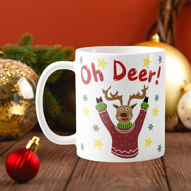 Oh Deer Reindeer Christmas Fun Mug (Créateur téléchargé)