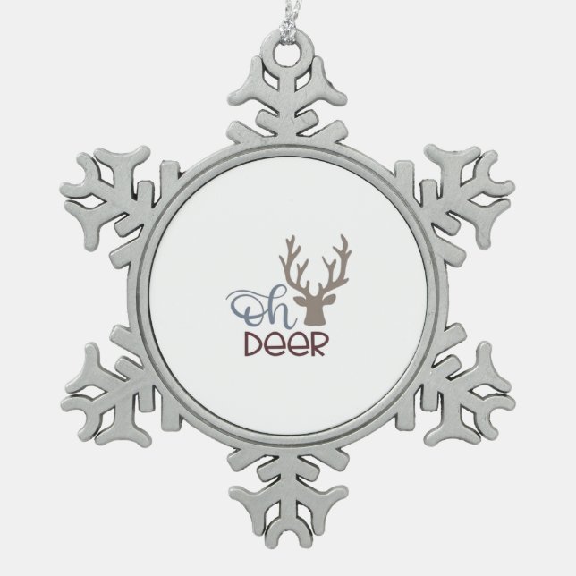 Oh Deer Retro Classic Design Schneeflocken Zinn-Ornament (Vorderseite)