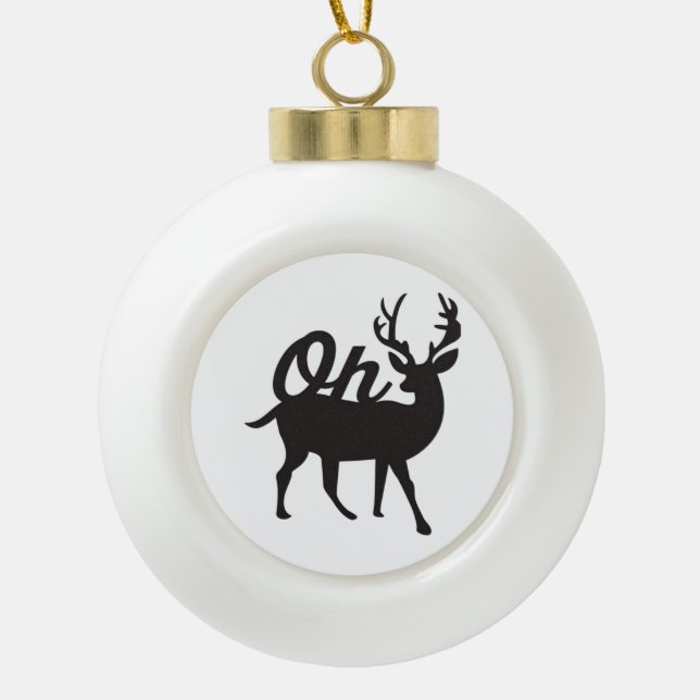 Oh Deer Retro Classic Vibe  Keramik Kugel-Ornament (Vorderseite)