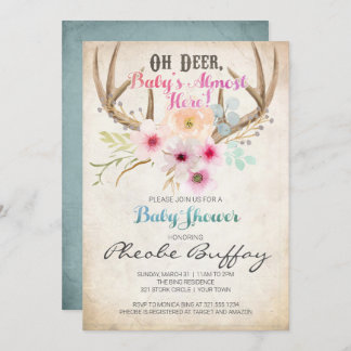 Oh Deer Rustic Baby shower Invitation