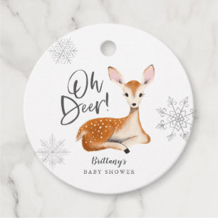 Oh Deer Rustic Winter Woodland Babydusche Grau Geschenkanhänger