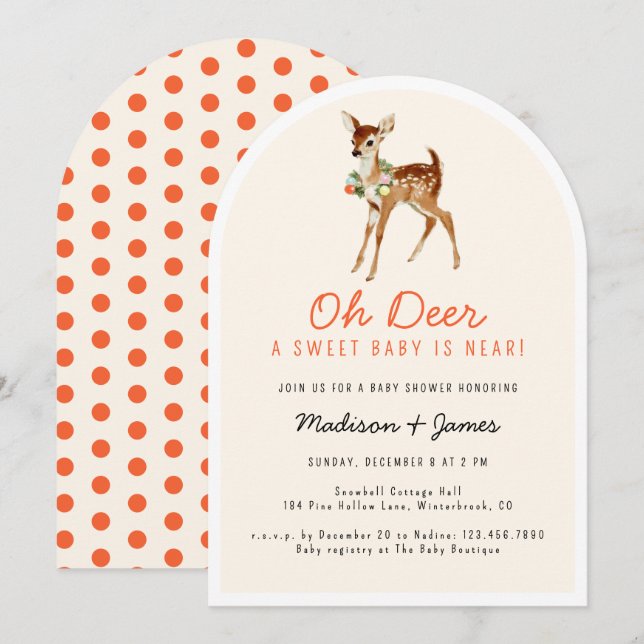 Oh Deer Sweet Retro Weihnachtswinterdusche Einladung (Vorne/Hinten)