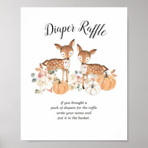 Oh Deer Twins Diaper Raffle Sign Poster