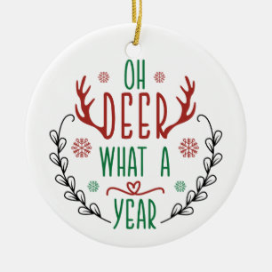 OH DEER, was für ein Jahr Niedlich Baby Reindeer Keramik Ornament