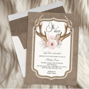 Oh Deer Watercolor Baby shower Invitation - Elegan