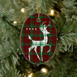 "Oh Deer" Weihnachten Kariert Keramik Ornament