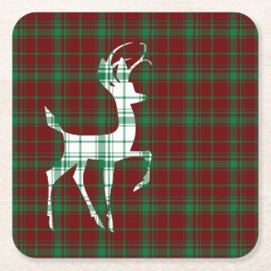 Oh, Deer! WeihnachtsKariert Rechteckiger Pappuntersetzer