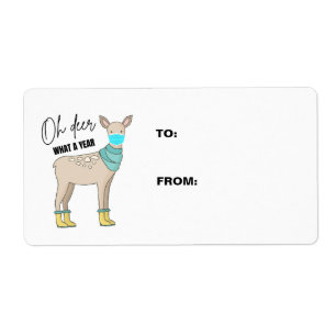 Oh Deer What A Year Christmas Cadeau Étiquette