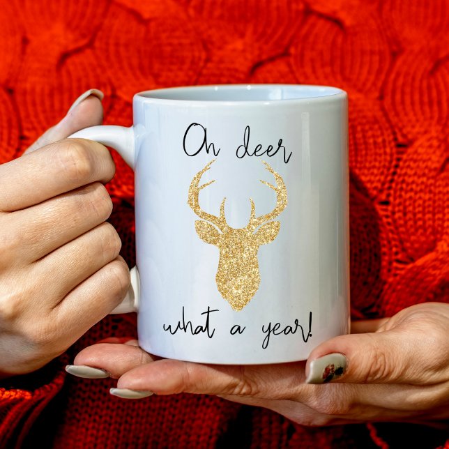 Oh Deer, What A Year! Funny Christmas Holiday Kaffeetasse (Von Creator hochgeladen)