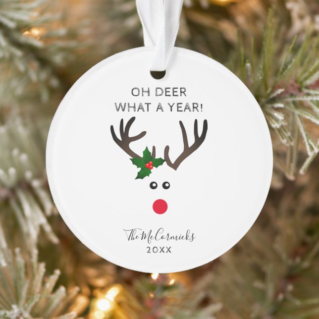 Oh Deer What A Year Funny Citation Reindeder Name  (Arbre)