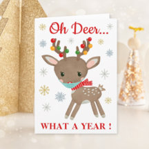 Oh Deer What A Year Reindeer With Mask Christmas