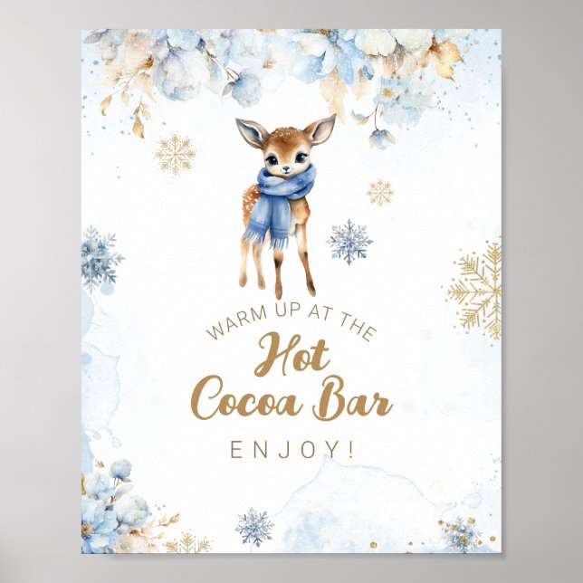 Oh Deer Winter Baby Boy Dusche Cocoa Bar Poster (Vorne)