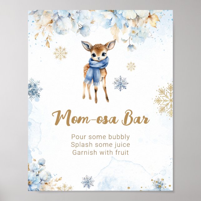 Oh Deer Winter Baby Boy Dusche Mama-osa-Bar Poster (Vorne)