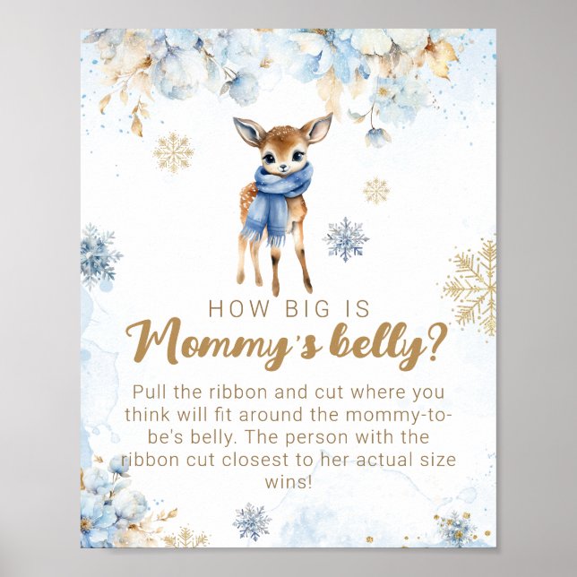 Oh Deer Winter Baby Boy Dusche Mommy's Bauchspiel Poster (Vorne)