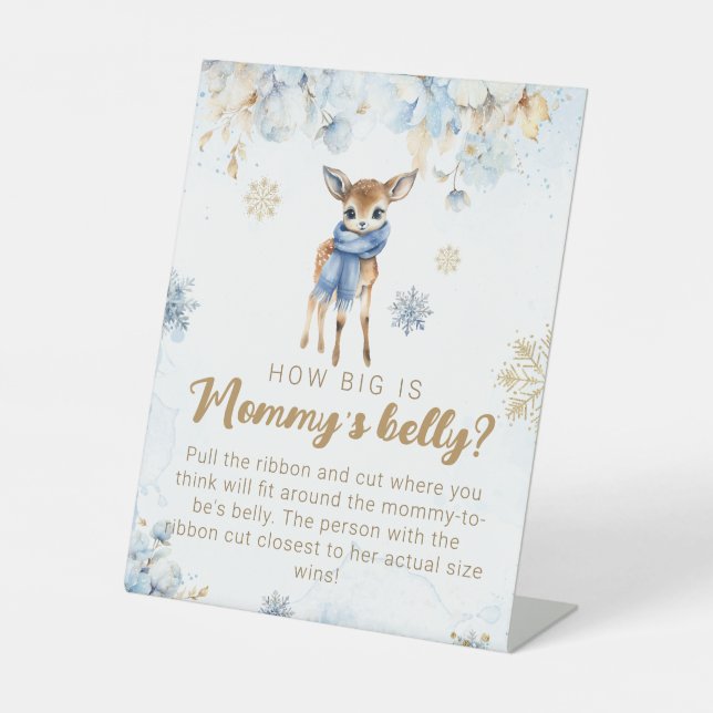 Oh Deer Winter Baby Boy Dusche Mommy's Bauchspiel Sockelschild (Vorderseite)