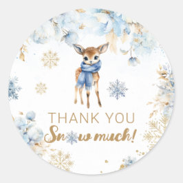 Oh Deer Winter Baby Boy Dusche Runder Aufkleber