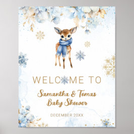 Oh Deer Winter Baby Boy Dusche Willkommen Poster