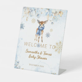 Oh Deer Winter Baby Boy Dusche Willkommen Sockelschild