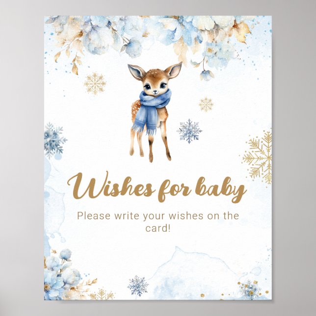 Oh Deer Winter Baby Boy Dusche wünscht Spiel Poster (Vorne)