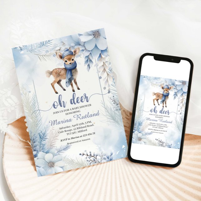 Oh Deer Winter Baby Shower Elegant Einladung (Von Creator hochgeladen)