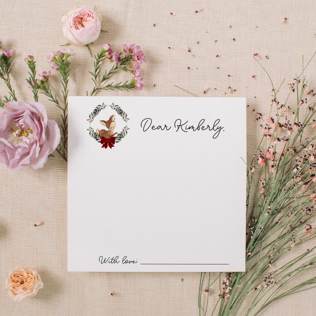 Oh Deer Winter Greenery Baby Shower Time Kapsel Mitteilungskarte (Von Creator hochgeladen)