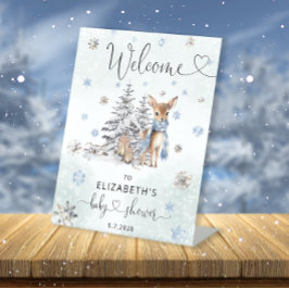 Oh Deer Woodland Animals Winter Niedlich Baby Dusc Sockelschild