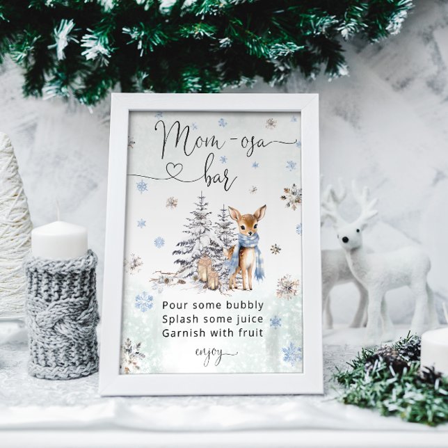Oh Deer Woodland Animaux Winter Mom-osa Bar Poster (Créateur téléchargé)
