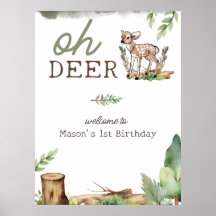 Oh Deer Woodland Baby Deer Birthday Affiche de bie