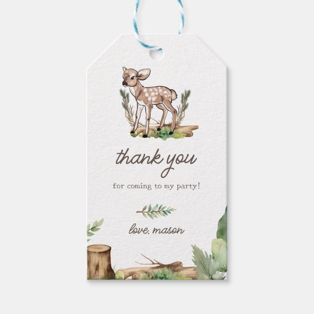 Oh Deer Woodland Baby Deer Birthday Geschenkanhänger (Vorderseite)