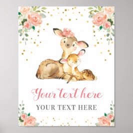 Oh Deer Woodland Baby Girl Dusche individuelle Pea Poster